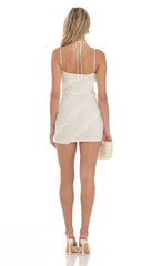 Mesh Ruffle Dress in Ivory