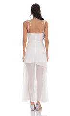Flow Shimmer A-line Maxi Dress in White