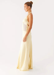 Ambre Mesh Panel Maxi Dress - Yellow