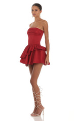 Corset Strapless Dress in Red