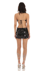 Sequin Cutout Dress in Black