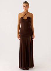 Callie Ruched Maxi Dress - Chocolate