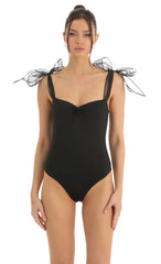 Bow Bodysuit in Black