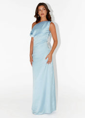 Heart Of Glass Satin Maxi Dress - Blue