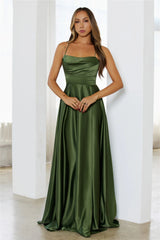 Soft Dressing Satin Maxi Dress Green