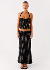 Breanne Midi Skirt - Black Polka Dot