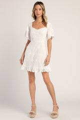 Morning in Mallorca White Eyelet Mini Dress