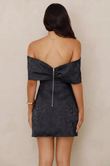 Slaying Softly Off Shoulder Mini Dress Black