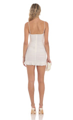 Dotted Mesh Bodycon Dress in White