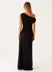 Heart Of Glass Satin Maxi Dress - Black