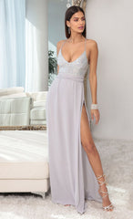 Sequin Maxi Dress in Silver