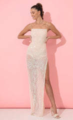 Sequin Maxi Dress in Peach