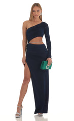 Rhinestone Maxi Dress in Navy