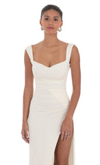 Open Back Bow Maxi Dress in White