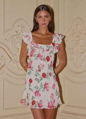 Malina Mini Dress - Ivory Bloom