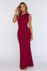 Dreamstate Dressing One Shoulder Maxi Dress Burgundy