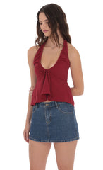 Scrunch Halter Top in Red