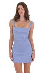Back Bow Bodycon Dress in Powder Blue