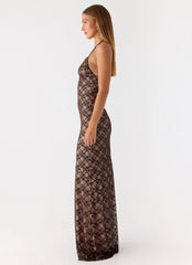 Zecca Lace Maxi Dress - Chocolate