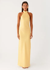 Keena Scarf Maxi Dress - Lemon