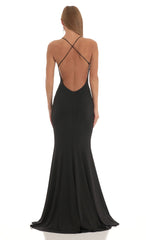 Open Back Maxi Dress in Black