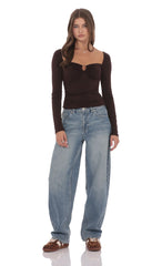 Faded Barrel Jeans in Washed Denim