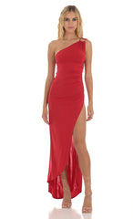 One Shoulder Dress in Red