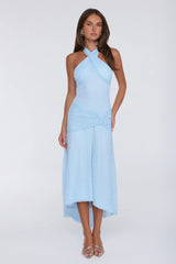 Late Night Society Lace Halter Maxi Dress Blue