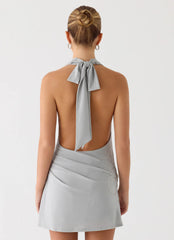 Atenea Cowl Mini Dress - Silver