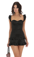 Ruffle Corset Dress in Black