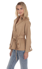 Suede Double Breasted Trench Coat in Coffee
