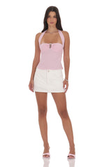 Halter Pinstripe Top In Pink
