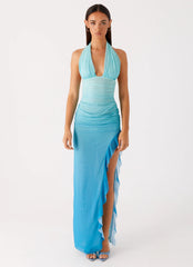 Moraya Halterneck Maxi Dress - Blue Gradient