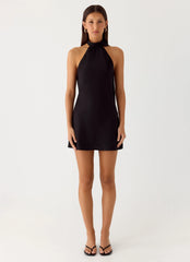 Keena Scarf Mini Dress - Black