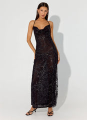Mayim Sequin Maxi Dress - Black
