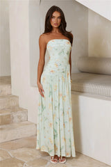 The Pretty Hour Mesh Strapless Maxi Dress Green