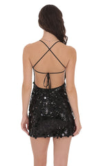 Multi Sequin Bodycon Dress in Black