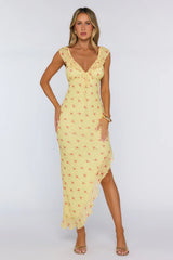Polished Intentions Mesh Maxi Dress Yellow
