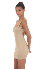 Square Neck Bodycon Dress in Almond