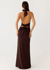 Ilaria Halter Maxi Dress - Chocolate