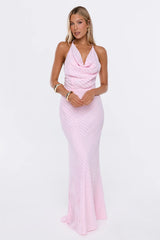 This Gets Attention Halter Maxi Dress Pink