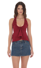 Scrunch Halter Top in Red