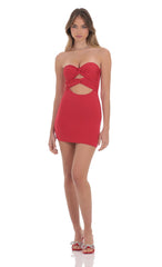 Double Twist Cutout Dress in Red