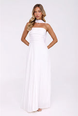 Sugar Babe Strapless Pleated Maxi Dress White