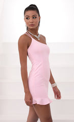 Shoulder Ruffle Dress in Pink