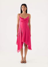Pirama Beaded Midi Dress - Fuchsia