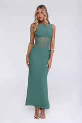 The New Standard Mesh Midi Dress Teal