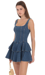 Juliette Tiered Denim Mini Dress