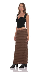 Ruffle Lace Maxi Skirt in Brown