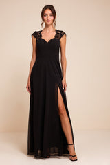 Momentous Moments Black Lace Backless Maxi Dress